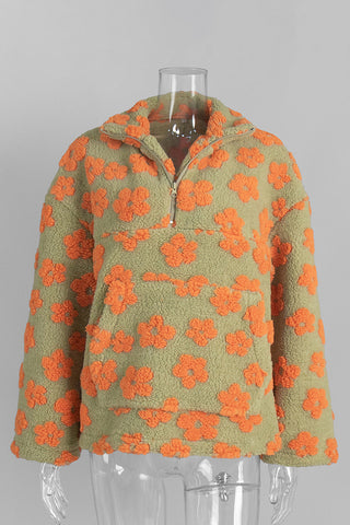 Floral-Print Mock Neck Sweatshirt