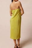 Ribbed Strapless Midi Dress