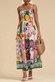 Colorful Strappy Print Dress