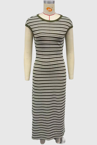 Striped Casual Midi Dress