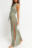 Crochet Fringe Cover-Up Dress