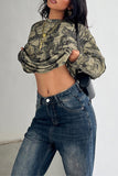 Camouflage Print Long Sleeve Top