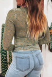 Floral Mesh Long-Sleeve Top