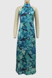Abstract Floral Halter Maxi Dress