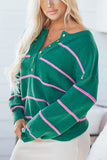 Striped Button-Front Sweatshirt