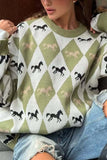 Argyle Horse Pattern Sweater