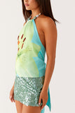 Floral Print Halter Neck Tank Top