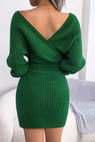 Ribbed V-Neck Knit Dress