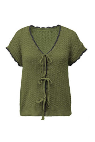Tie-Front Crochet Cardigan