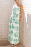 Halter-Neck Printed Maxi Dress