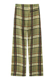Wide-Leg Plaid Casual Pants