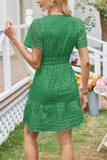 Eyelet Puff Sleeve Mini Dress