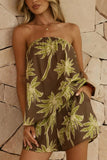 Strapless Striped Casual Short Set