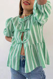 Tie-Front Striped Blouse