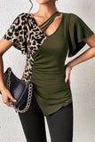 Strappy Asymmetric Leopard Blouse