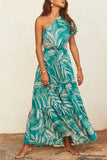One-Shoulder Tropical Maxi Dress