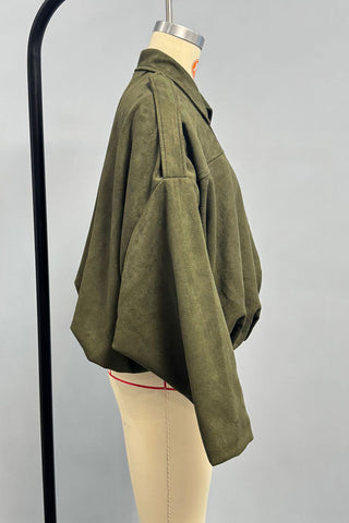 Oversized Zip-Up Jacket with Shoulder Tabs