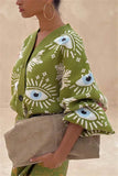 Eye Pattern Button-Front Cardigan
