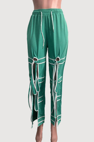 Tie-Detail Wide-Leg Casual Pants