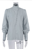 High Collar Button-Up Blouse