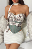 Animal Print Strapless Bustier Top