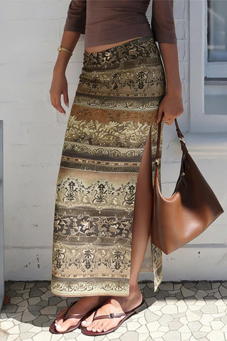 Elegant Patterned Maxi Skirt