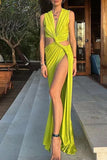 Plunging Cut-Out Maxi Dress