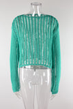 Open-Knit Long Sleeve Blouse