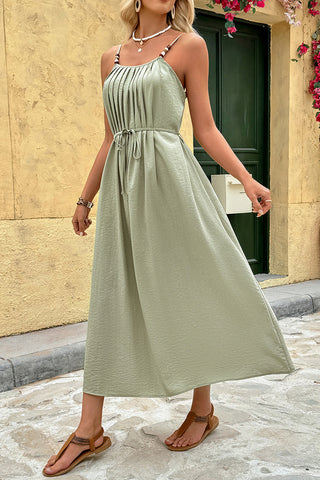 Pleated Strappy Casual Dress