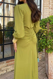 Ruched Long Sleeve Casual Dress