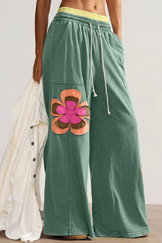 Floral Wide-Leg Casual Pants