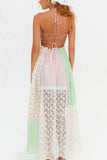 Halter Patchwork Maxi Dress