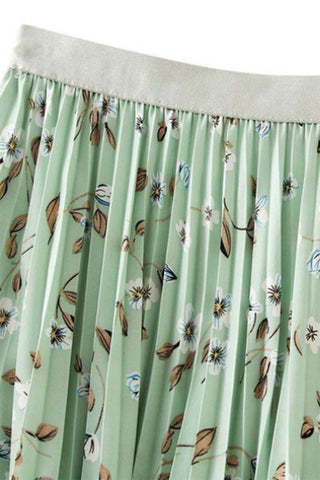 Floral Pleated Maxi Skirt