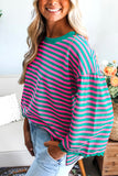 Striped Ruffle Sleeve Sweatshirt