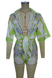 Printed Tie-Front Three-Piece Short Set