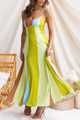 Striped Spaghetti Straps Maxi Dress