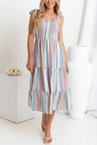 Striped Ruffle Casual Dress