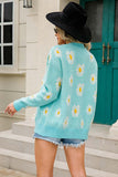 Button-Front Floral Cardigan