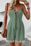 Tie-Front Tassel Hem Romper