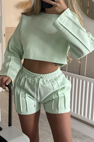 Casual Cropped Top and Shorts Set