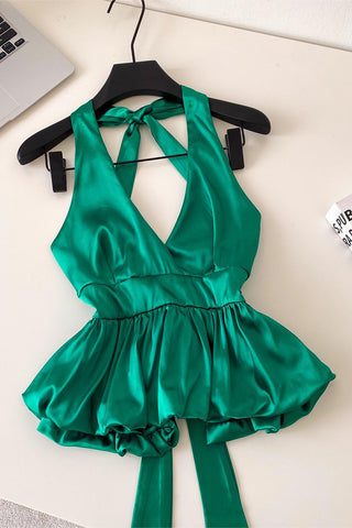 Pleated Halter Tank Top