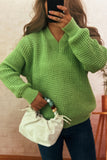 V-Neck Textured Knit Sweater