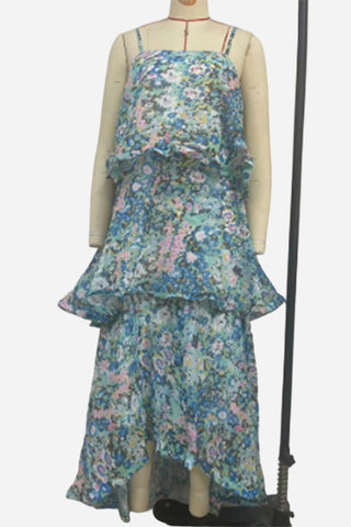 Layered Ruffle Floral Maxi Dress