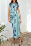Patterned Skirt Set with Tie Detail