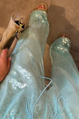 Sparkling Wide-Leg Casual Pants
