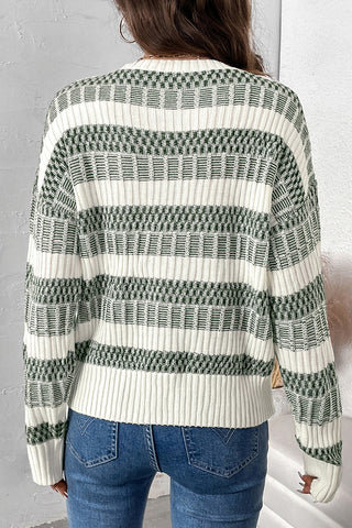 Striped Ribbed Knit Sweater