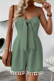 Tie-Front Tassel Hem Romper