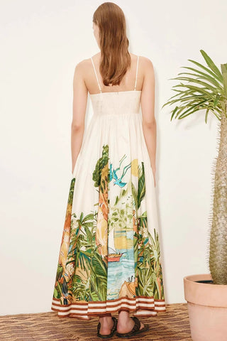 Tropical Print Maxi Dress