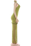 Fringe Hem Halter Dress