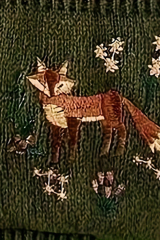 Fox Motif Cropped Cardigan